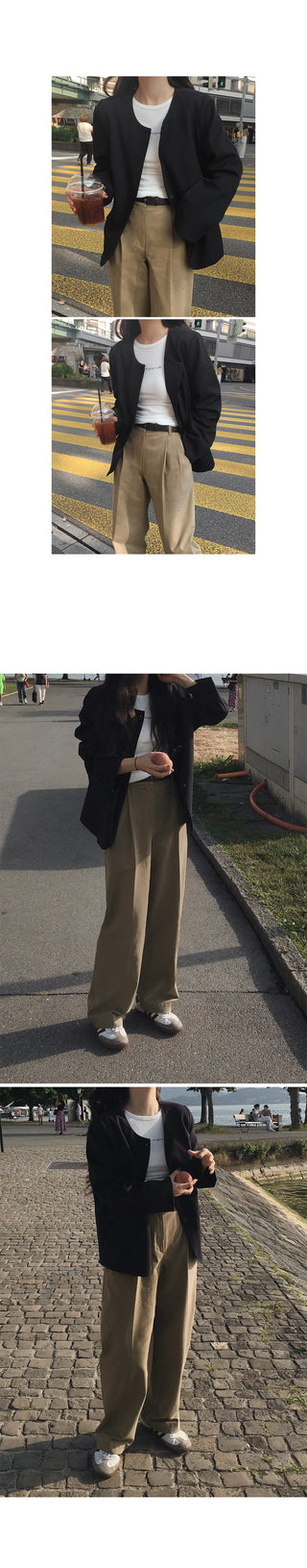 Wide cotton slacks with pleats