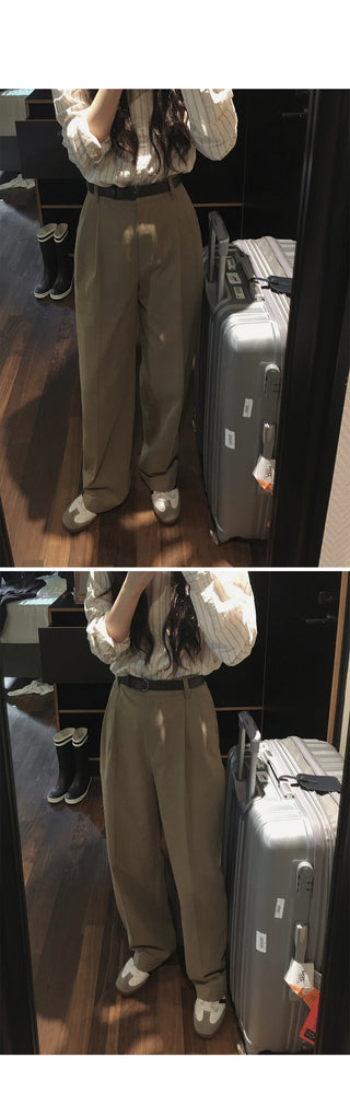 Wide cotton slacks with pleats