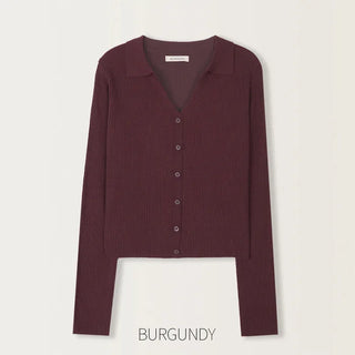 Cardigan-style ribbed collar knit