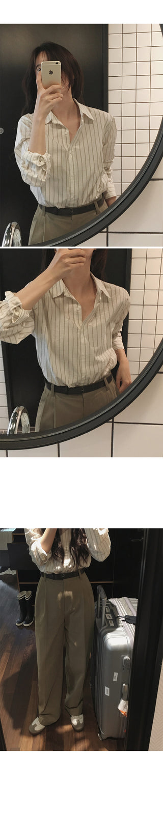Wide cotton slacks with pleats
