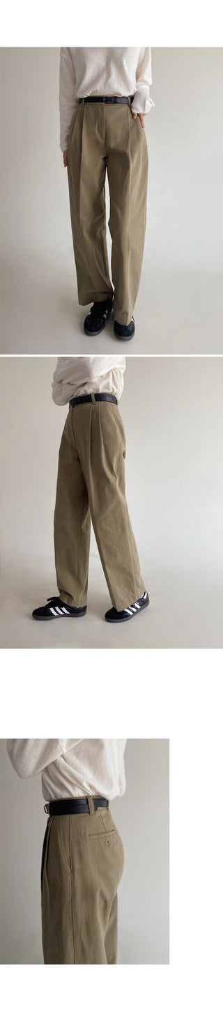 Wide cotton slacks with pleats