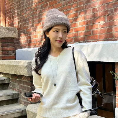 [Face-Erasing] Boucle Angora Beanie