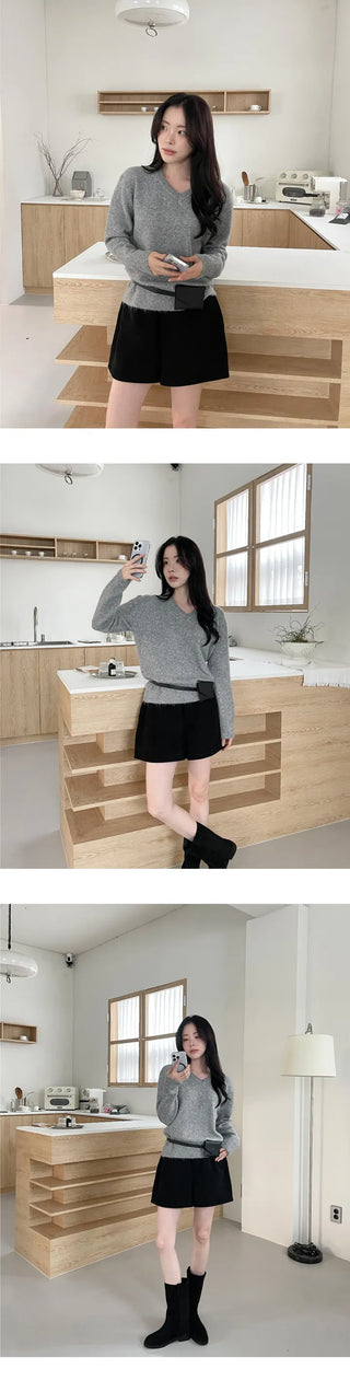 [A-line] Corduroy banding shorts