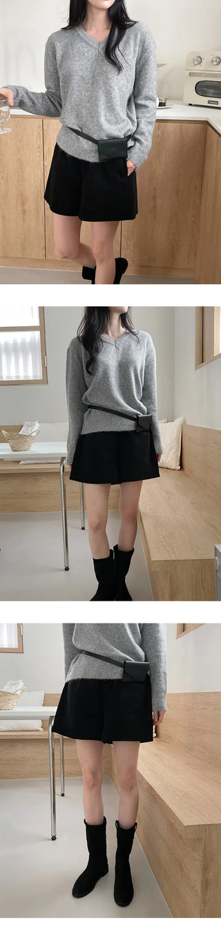 [A-line] Corduroy banding shorts
