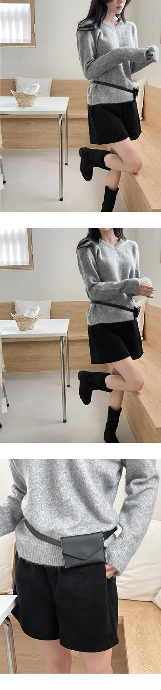 [A-line] Corduroy banding shorts