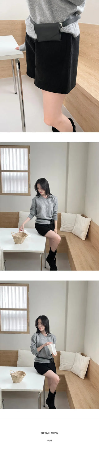 [A-line] Corduroy banding shorts