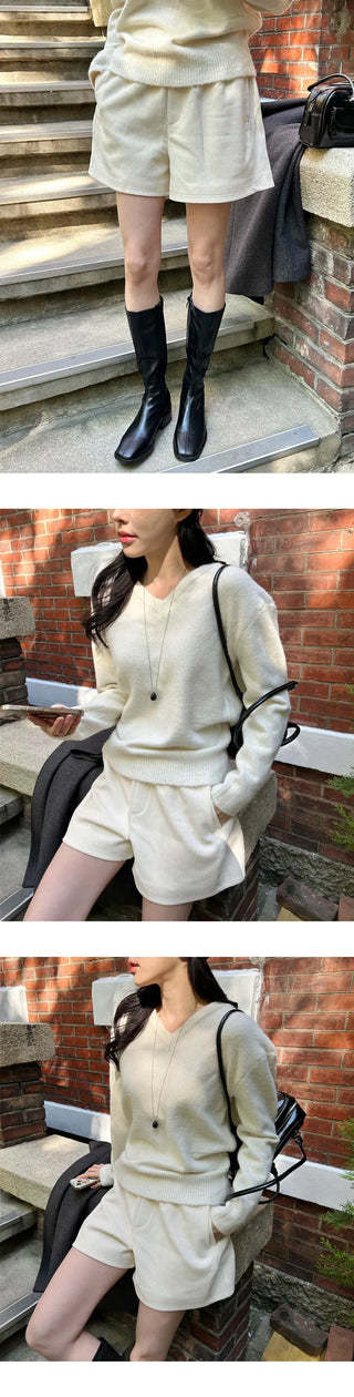 [A-line] Corduroy banding shorts