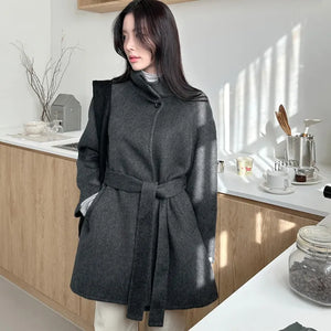 [100% Wool] Half High Neck Handmade Coat