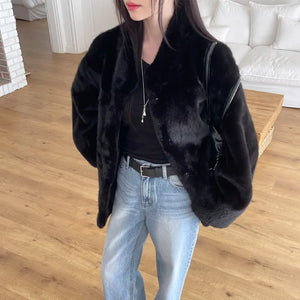 [Suede lining] Noble fur jacket