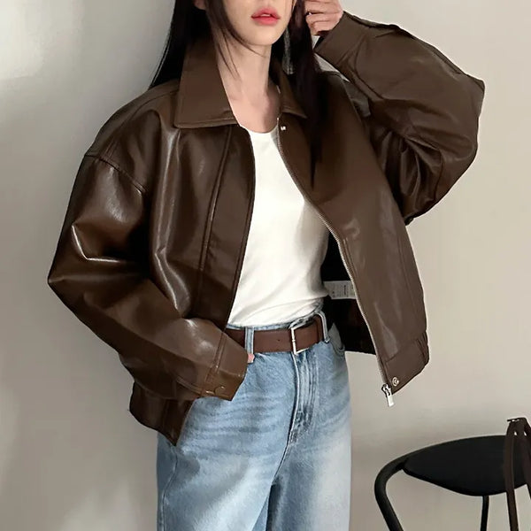 Leather blouson jumper