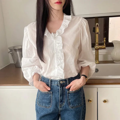 Noir frill blouse