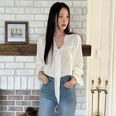 Tie blouse