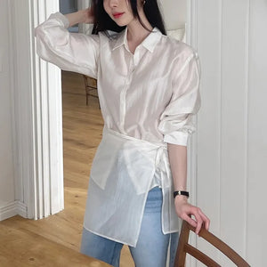 Silky two-way blouse