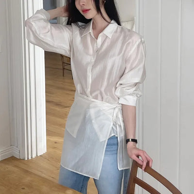 Silky two-way blouse
