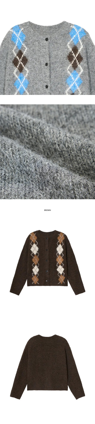 [Classic Mood] Argyle Wool Cardigan