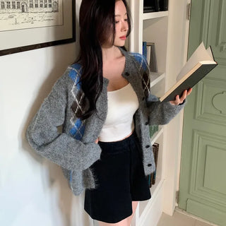 [Classic Mood] Argyle Wool Cardigan