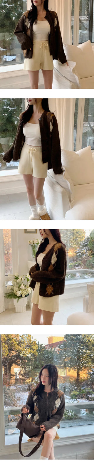 [Classic Mood] Argyle Wool Cardigan
