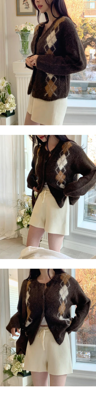 [Classic Mood] Argyle Wool Cardigan