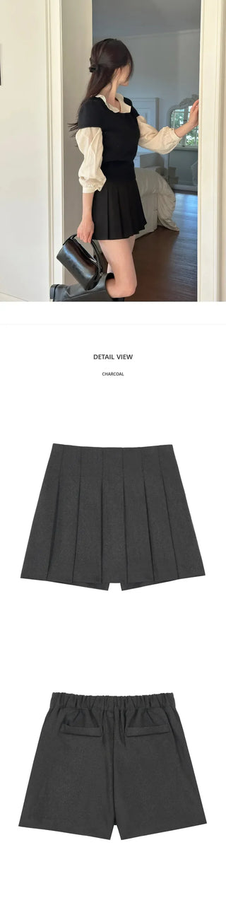 [Wool/Back Banding] Ponz Pleated Skirt Pants