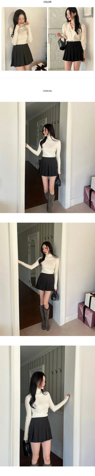 [Wool/Back Banding] Ponz Pleated Skirt Pants