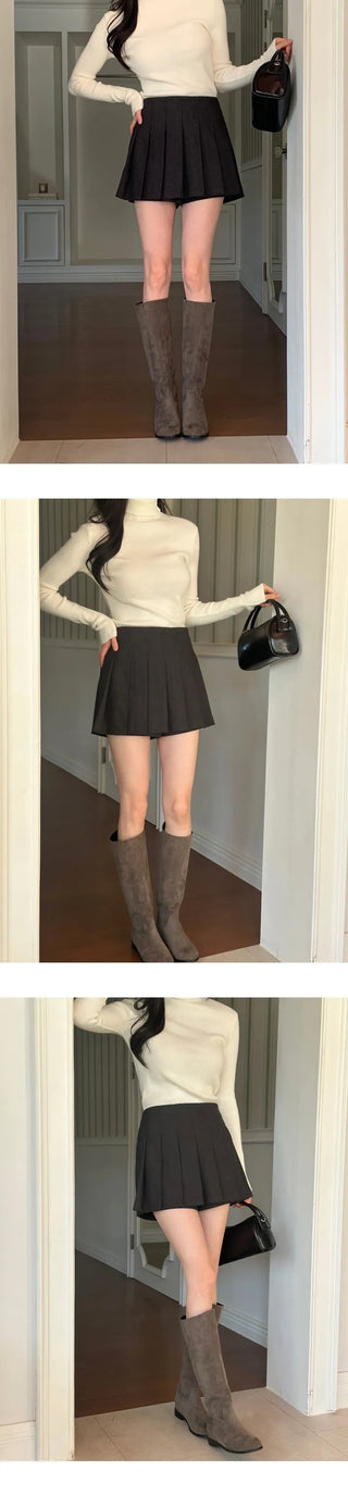 [Wool/Back Banding] Ponz Pleated Skirt Pants