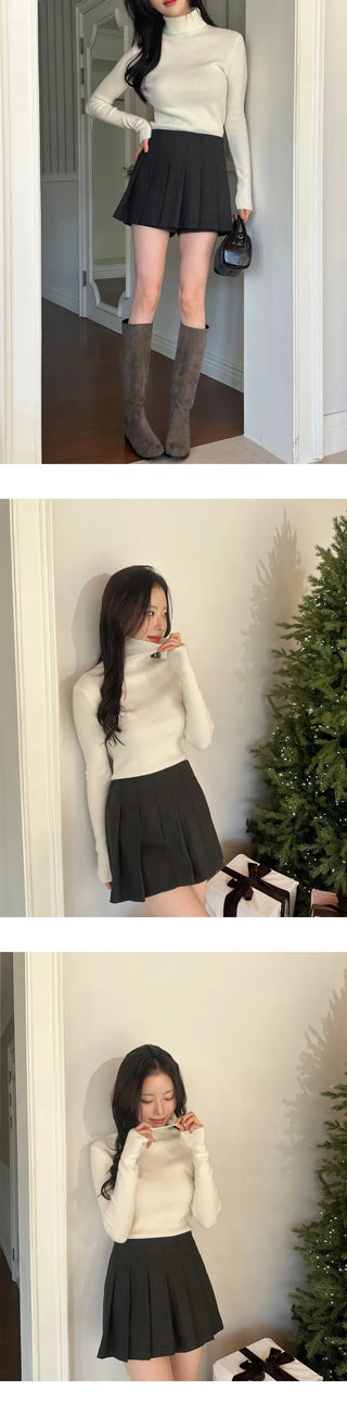 [Wool/Back Banding] Ponz Pleated Skirt Pants