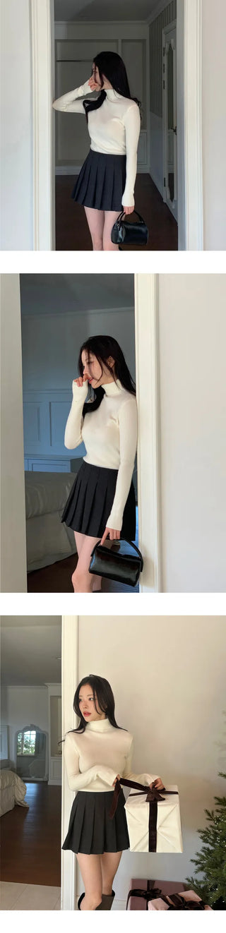 [Wool/Back Banding] Ponz Pleated Skirt Pants