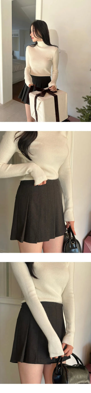 [Wool/Back Banding] Ponz Pleated Skirt Pants