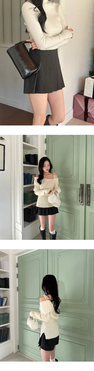 [Wool/Back Banding] Ponz Pleated Skirt Pants
