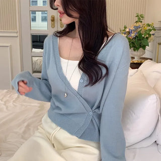 Two-way unbalanced wrap cardigan