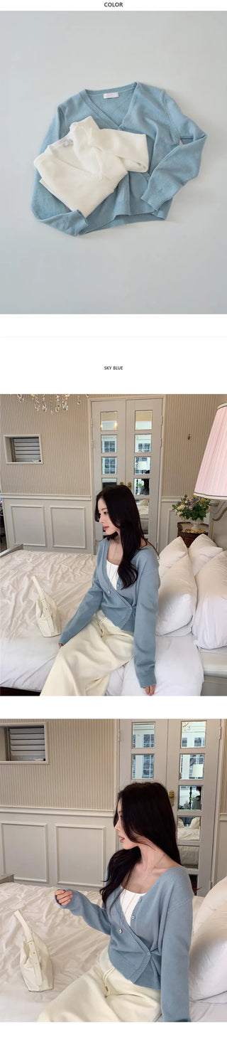 Two-way unbalanced wrap cardigan