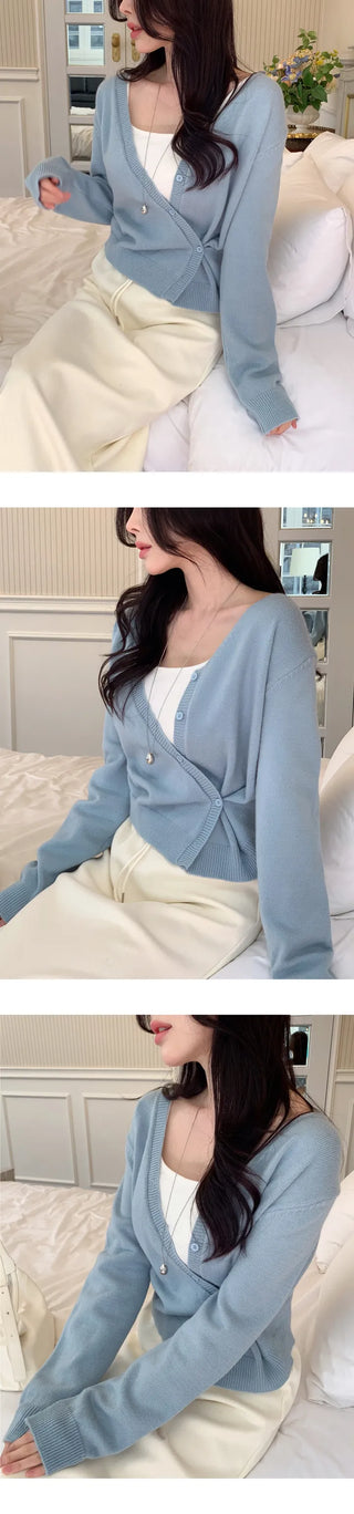 Two-way unbalanced wrap cardigan