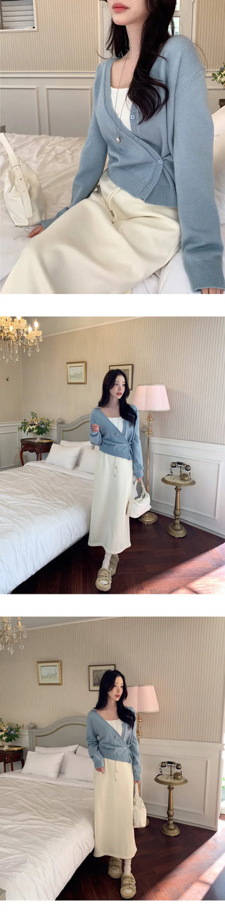 Two-way unbalanced wrap cardigan