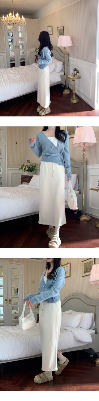 Two-way unbalanced wrap cardigan
