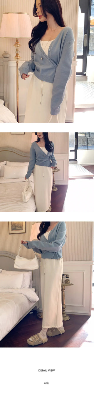 Two-way unbalanced wrap cardigan