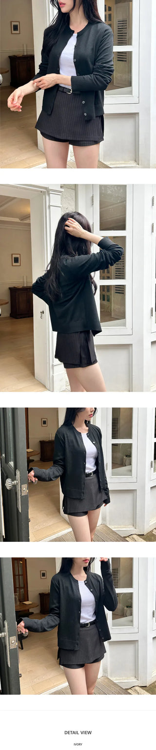 [Work Look] Ribbed Round Cardigan
