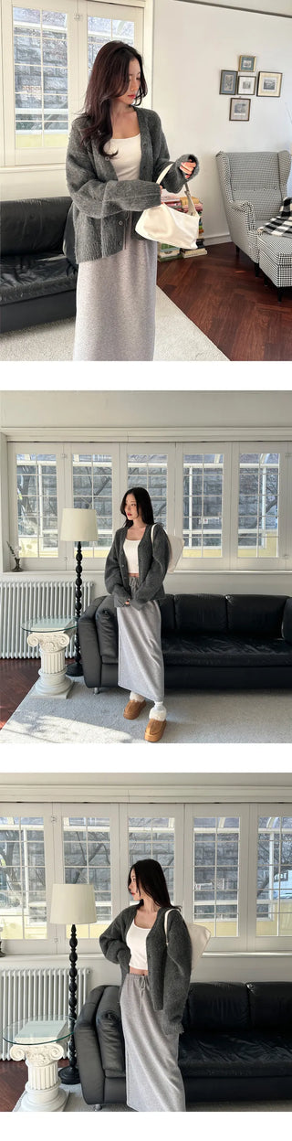 [Loose Fit] Brush Mohair Cardigan