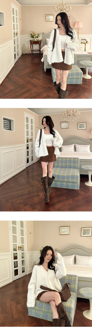 [Loose Fit] Brush Mohair Cardigan