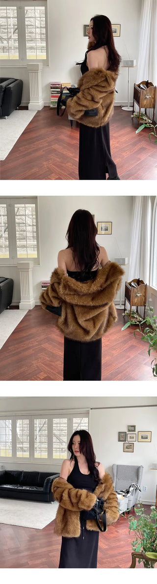 [Additional fleece ] Thick fleece halter neck sleeve