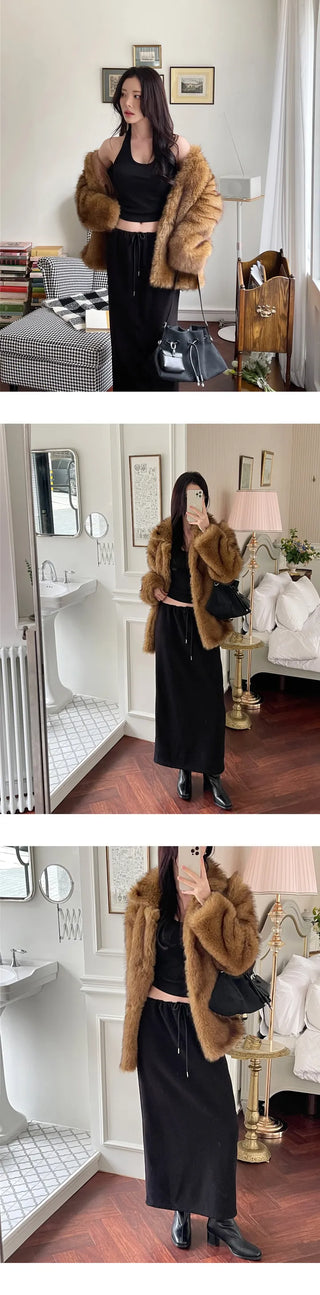 [Additional fleece ] Thick fleece halter neck sleeve