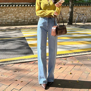 Cotton straight denim pants