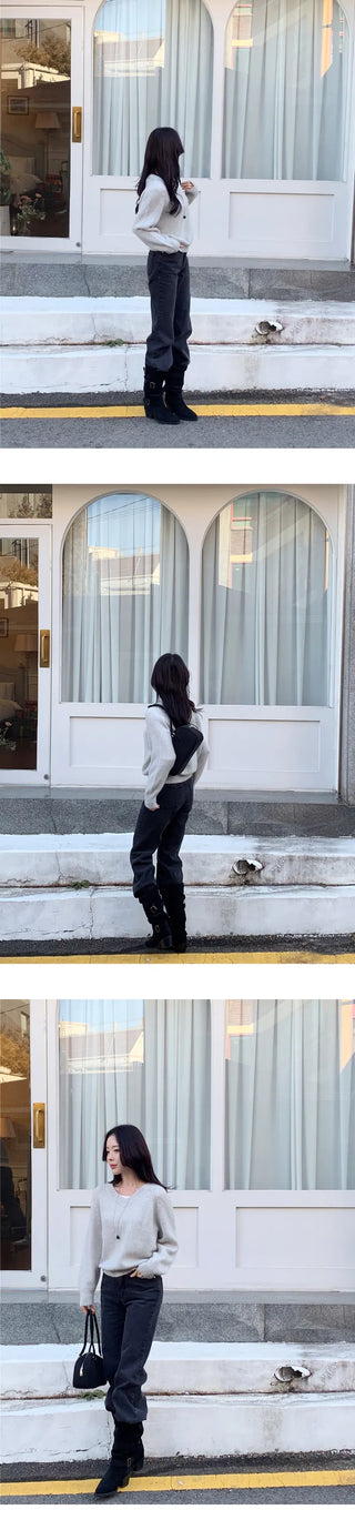 [Leg Line Cover] Suede Buckle Long Boots