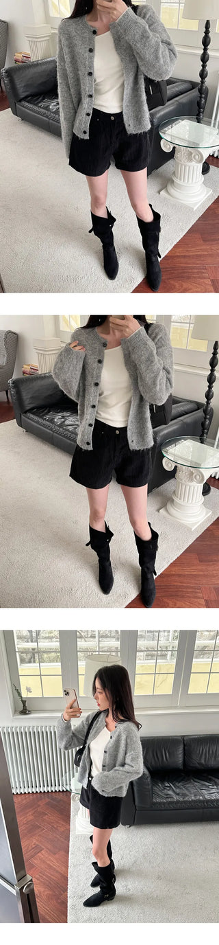 [Leg Line Cover] Suede Buckle Long Boots