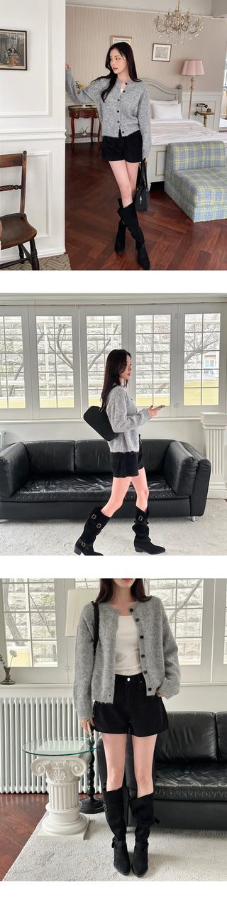[Leg Line Cover] Suede Buckle Long Boots