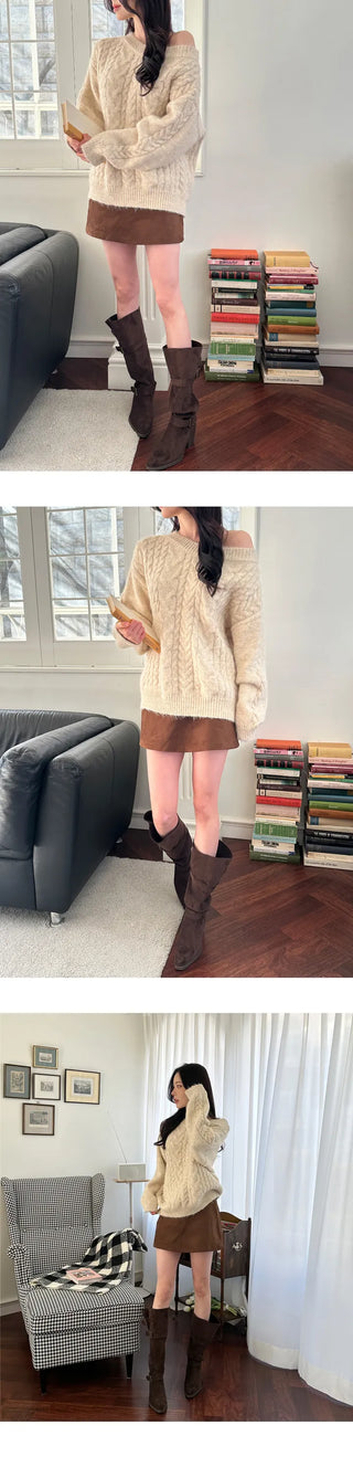 [Leg Line Cover] Suede Buckle Long Boots