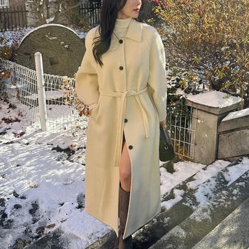 [Wool90Loose Fit] Wool Alpaca Handmade Long Coat
