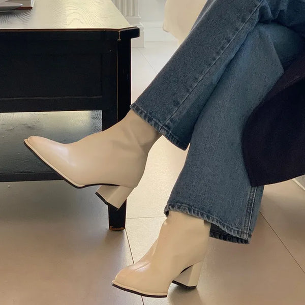 [7cm heel] Daily ankle boots
