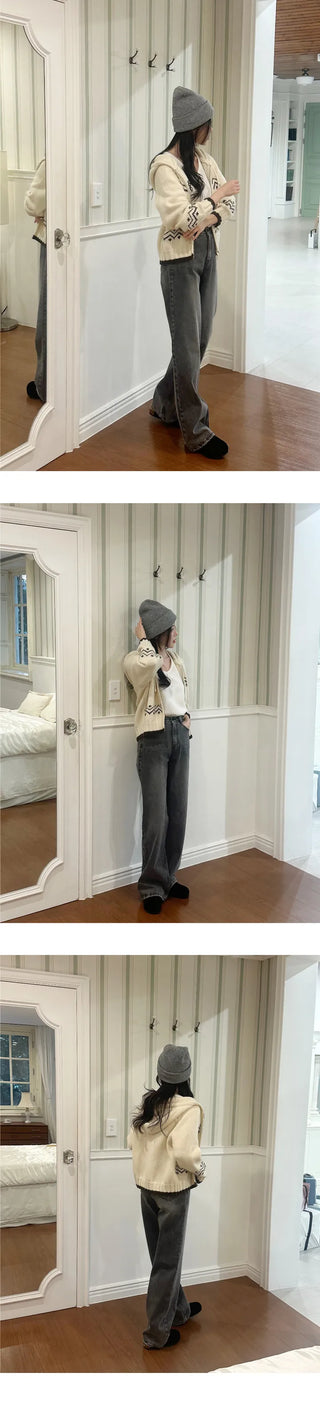 [Zip-up Cardigan] Nordic Hooded Knit Cardigan
