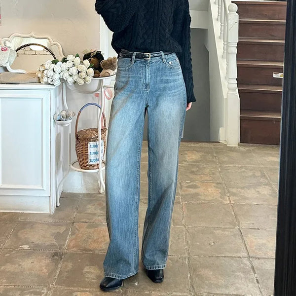 [Body Correction] Vintage Washed Denim Pants