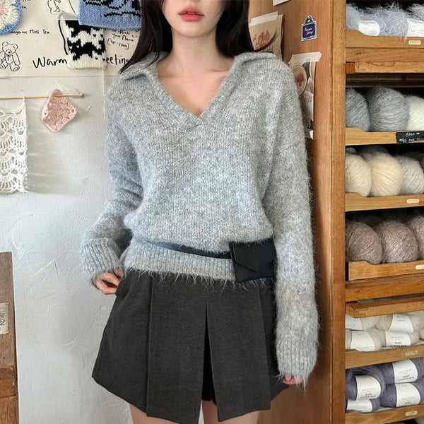 [Warm] Mohair Wool Collar Knit